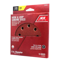 Ace 5 in. Aluminum Oxide Hook and Loop Sanding Disc 120 Grit Fine 15 pk