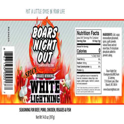 Boars Night Out White Lightning BBQ Rub 14 oz