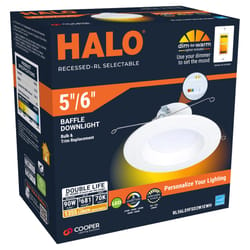 Halo Retrofit Series Matte White 5/6 in. W LED Dimmable Recessed Downlight 90 W