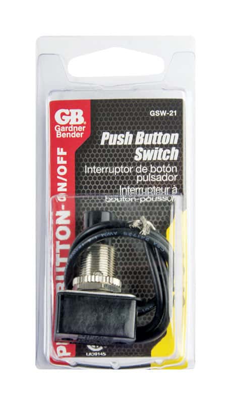 Gardner Bender 10 amps Push Button Switch Black 1 pk Mfr