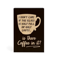 P Graham Dunn 5 in. H X 2 in. W X 4 in. L Dark Brown Wood Glass Half Full Word Block