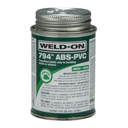 Weld-On 794 Green Transition Cement For ABS/PVC 4 oz
