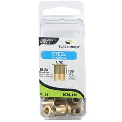 Surebonder Threaded Inserts 1/8 in. Steel Rivets Gold 21 pc