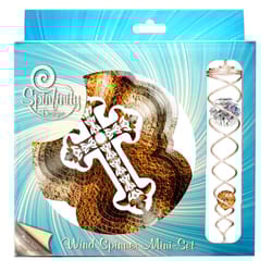 Spinfinity Designs Multi-color Stainless Steel 6.5 in. Cross Mini Set Outdoor Spinner