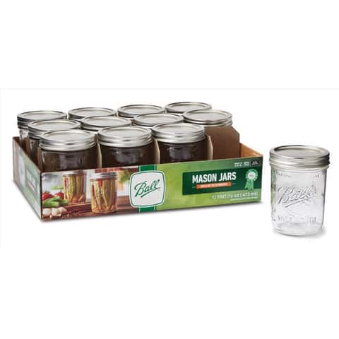 Mason Craft & More 4-Piece 16oz Glass Jars with Handles and Lids - Set of 4