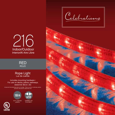 Celebrations Incandescent Mini Red 216 ct Rope Christmas Lights 18 ft. -  Ace Hardware