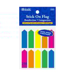 Bazic Products 1.7 in. W X 0.5 in. L Assorted Neon Arrow Flag Sticky Note 10 pad
