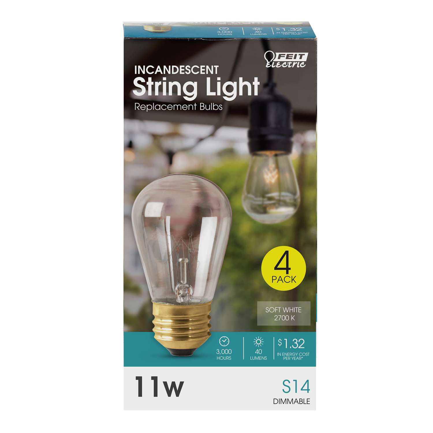 FEIT Electric 11 watt S14 Decorative Incandescent Bulb E26 (Medium