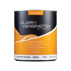 Clark+Kensington Semi-Gloss Tint Base Ultra White Base Premium Paint Interior 1 qt
