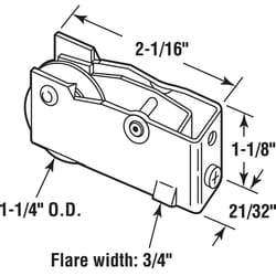 Prime-Line 1-1/4 in. D X 0.72 in. L Steel Roller Assembly 1 pk