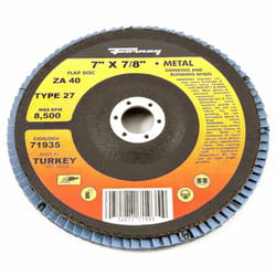 Forney 7 in. D X 7/8 in. Zirconia Flap Disc 40 Grit 1 pc