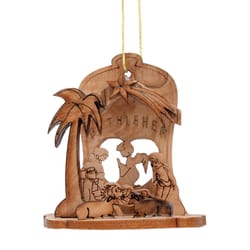 Holy Land Olive Wood Natural 3D Nativity Ornaments 3 in.