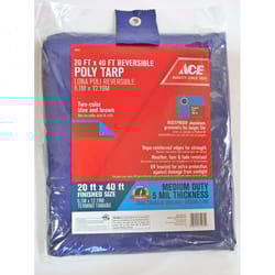 Ace 20 ft. W X 40 ft. L Medium Duty Polyethylene Tarp Blue/Brown