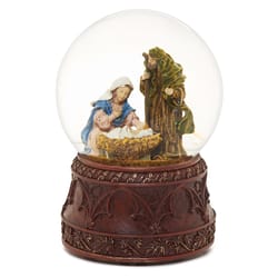 Roman Glitter Dome Multicolored Musical Holy Family Table Decor 6.75 in.