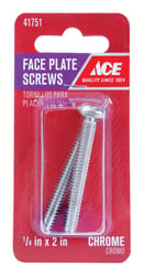 Ace 2 in. L Chrome Faceplate Screws