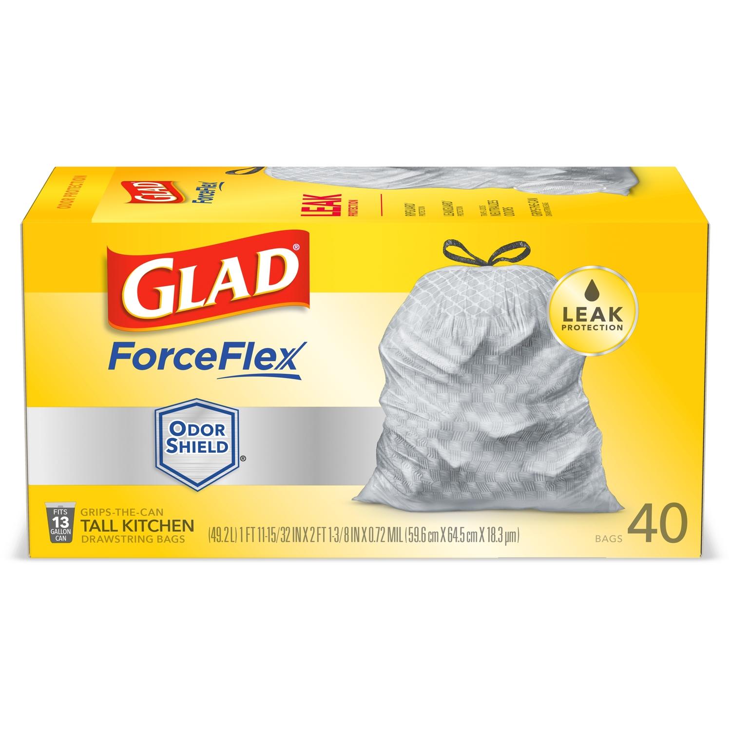 UPC 012587790083 product image for Glad ForceFlex 13 gal. Tall Kitchen Bags Drawstring 40 pk | upcitemdb.com