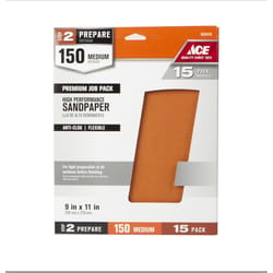 Ace 11 in. L X 9 in. W 150 Grit Aluminum Oxide All Purpose Sandpaper 15 pk