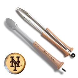 Baseball BBQ MLB Stainless Steel Natural Grill Tongs 1 pk