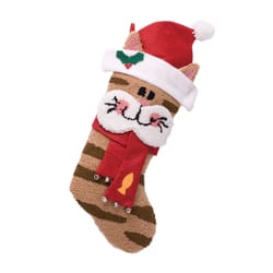 Glitzhome Multicolored Cat Stocking 22 in.