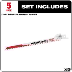 Milwaukee Rough-In 7-3/8 in. Bi-Metal Through-hole Cutter Reciprocating Saw Blade 5 TPI 5 pk