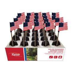 Alpine Solaris Multicolored Acrylic/Metal 34 in. H USA Flag Outdoor Garden Stake