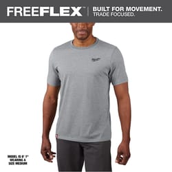 Milwaukee XL Short Sleeve Men's Crew Neck Gray Hybrid Work Tee Shirt