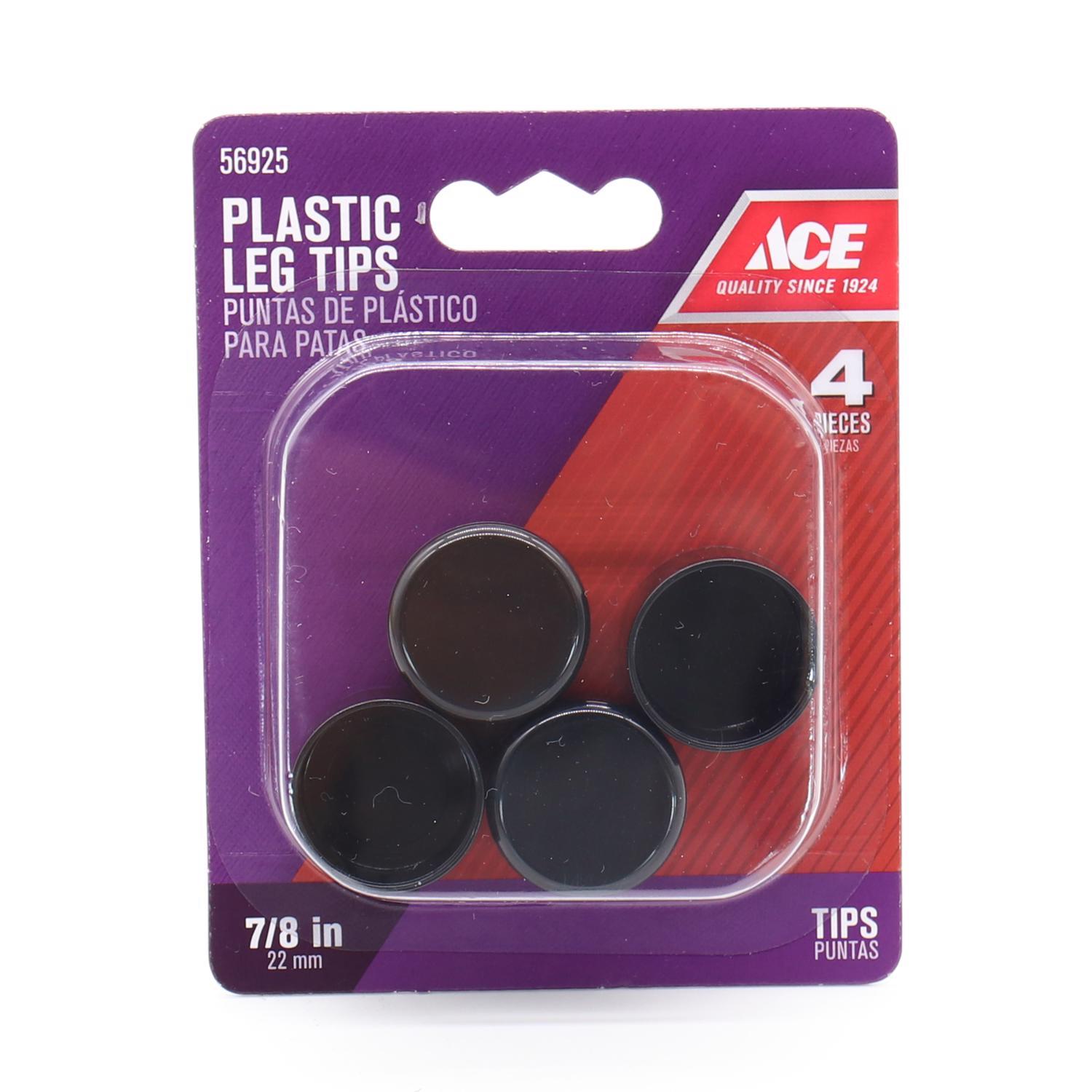 Ace Plastic Leg Tip Black Round 7 8 in. W 4 pk