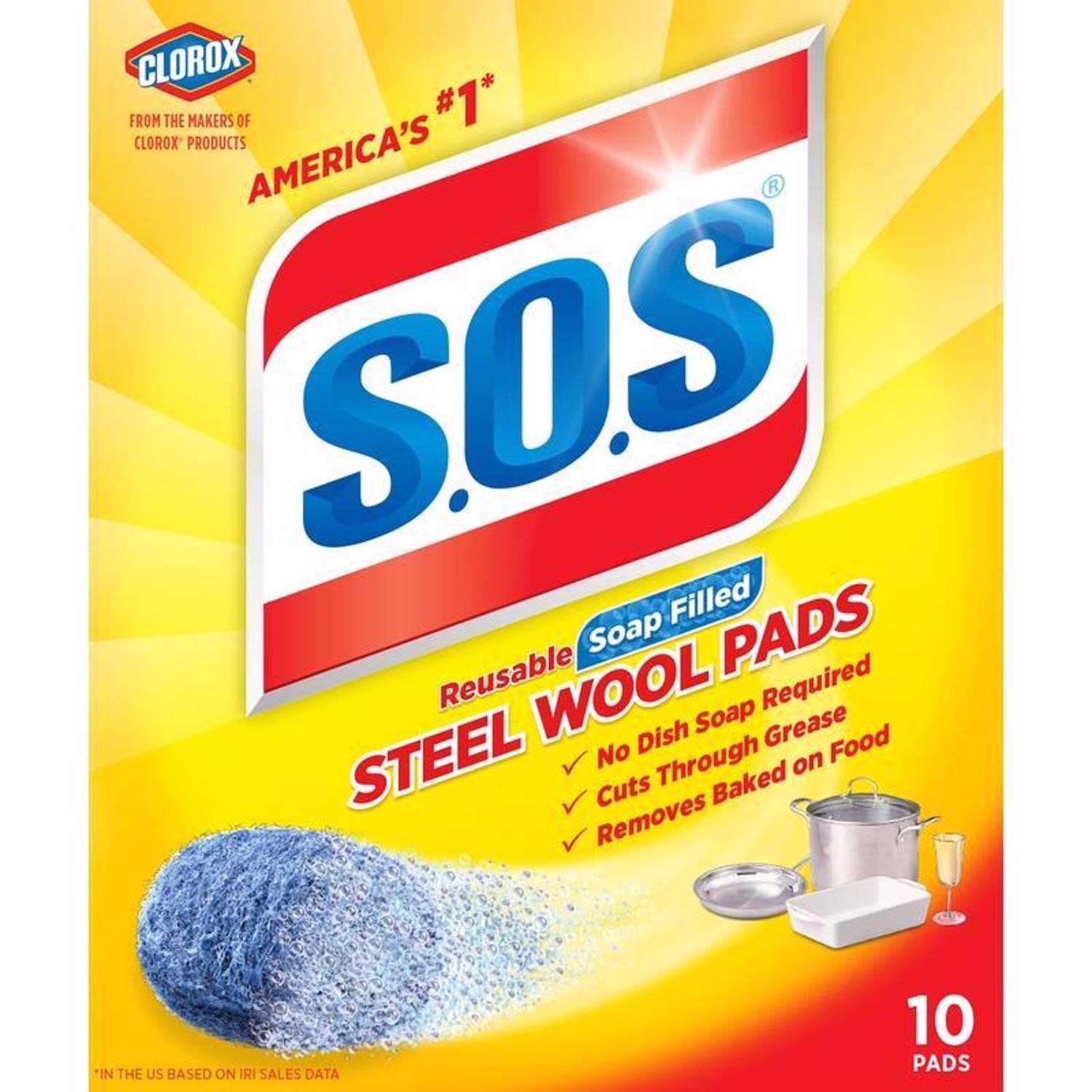 S.O.S Heavy Duty Steel Wool Pads For Multi-Purpose 10 pk - Ace