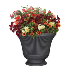 L&G Solutions 12.9 in. H X 16 in. D Polyresin Pedestal Urn Planter Charcoal