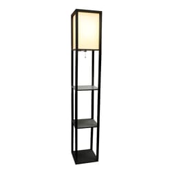 Simple Designs 62.75 in. Black Etagere Storage Floor Lamp