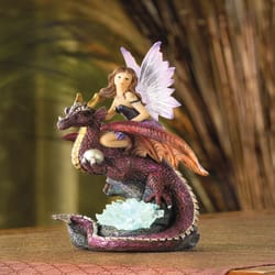 Dragon Crest 7.5 in. H X 4.5 in. L Dragon Fairy Glow Poly Resin Decorative Figurine