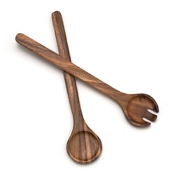 Lipper International Brown Acacia Wood Round Salad Server 2 pc