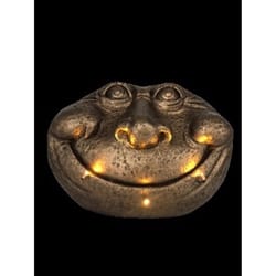 Luxe Light Decor Bronze Resin/Stone 8.66 in. H X 18.86 in. W Smiling Stone Face with Solar LEDs Stat