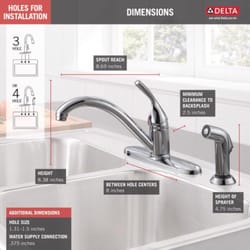 Delta Classic One Handle Stainless Steel Kitchen Faucet Side Sprayer Included