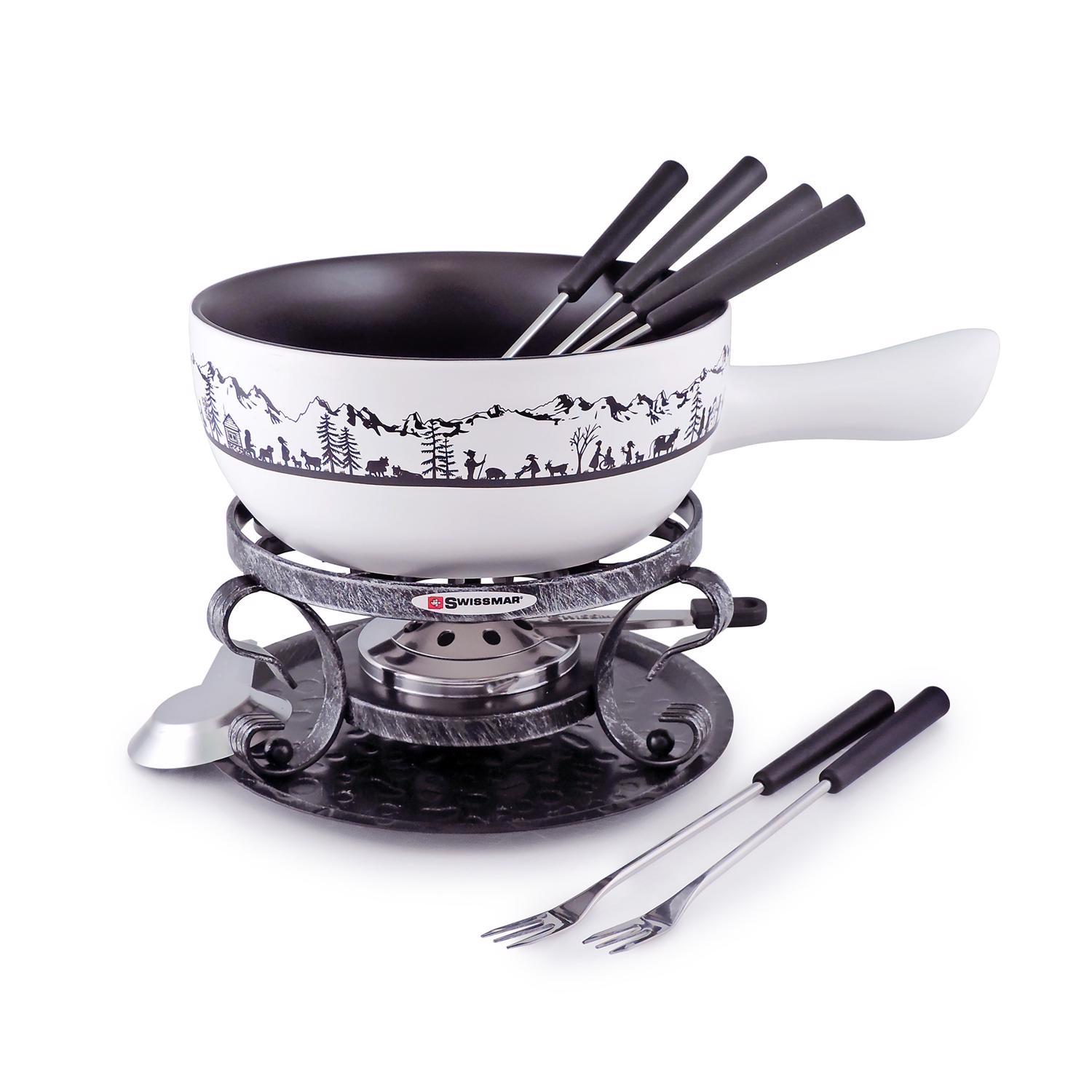 Matte Swissmar Heidi White 2.8 qt Ceramic Fondue Set Sansujyuku sansujyuku.com