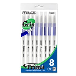 Bazic Products Prima Blue Ball Point Pen 8 pk