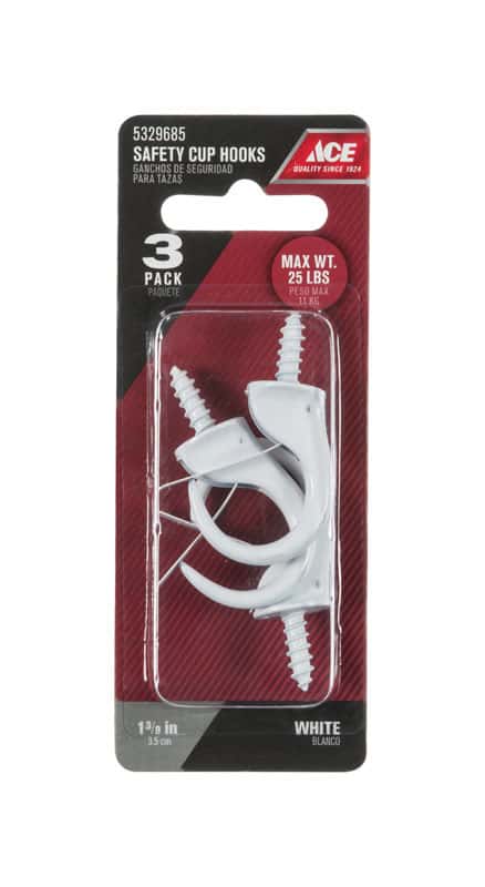 ONWARD Safety Cup Hook - 7/8 - White - 4-Pack 250WR