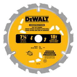 DeWalt 7-1/4 in. D X 5/8 in. Carbide Circular Saw Blade 18 teeth 1 pk