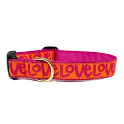 Up Country Orange/Pink Love Nylon Dog Collar X-Small