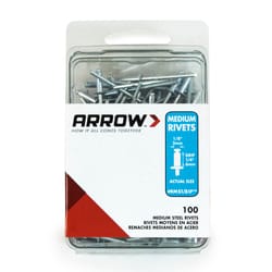 Arrow 1/8 in. D X 1/4 in. R Steel Rivets Silver 100 pk