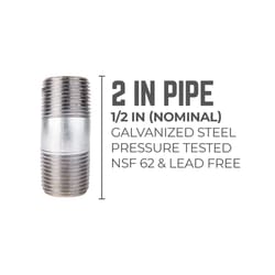 STZ Industries 1/2 in. MIP each X 1/2 in. D MIP Galvanized Steel 2 in. L Nipple