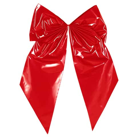 Red Christmas Bow - Plain Edge - 4 Loop - 3 Pack