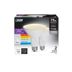 Feit Enhance PAR30 E26 (Medium) LED Bulb Adjustable White 75 Watt Equivalence 2 pk