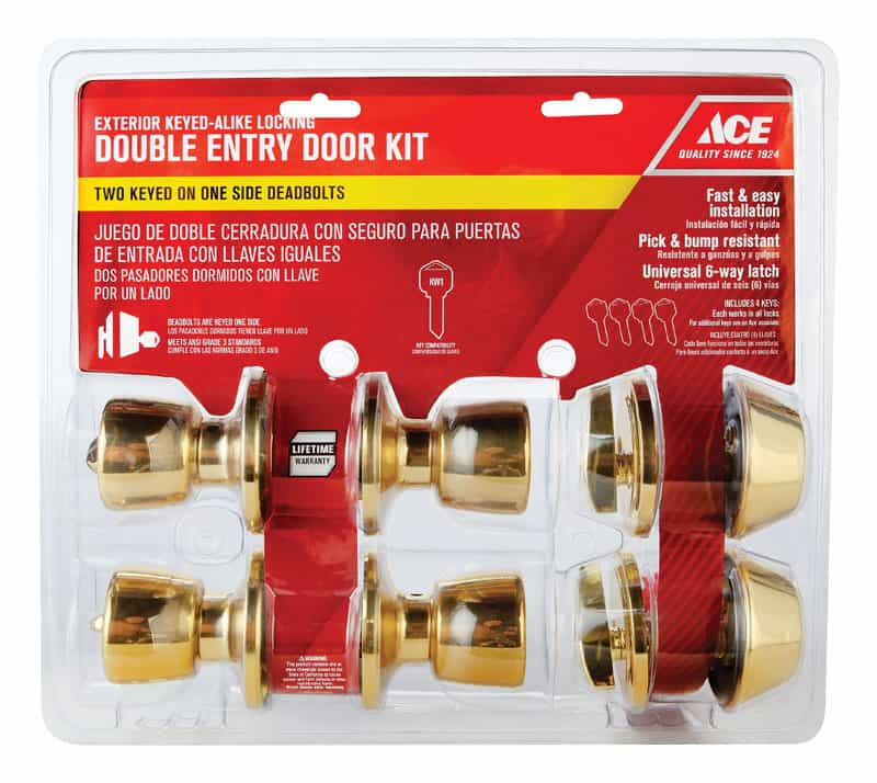 Ace Tulip Polished Brass Double Entry Door Kit Ansi Bhma