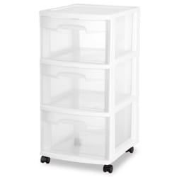 Sterilite 5.4 cu ft Clear/White Drawer Organizer 25-5/8 in. H X 12-5/8 in. W X 14-1/2 in. D Stackabl