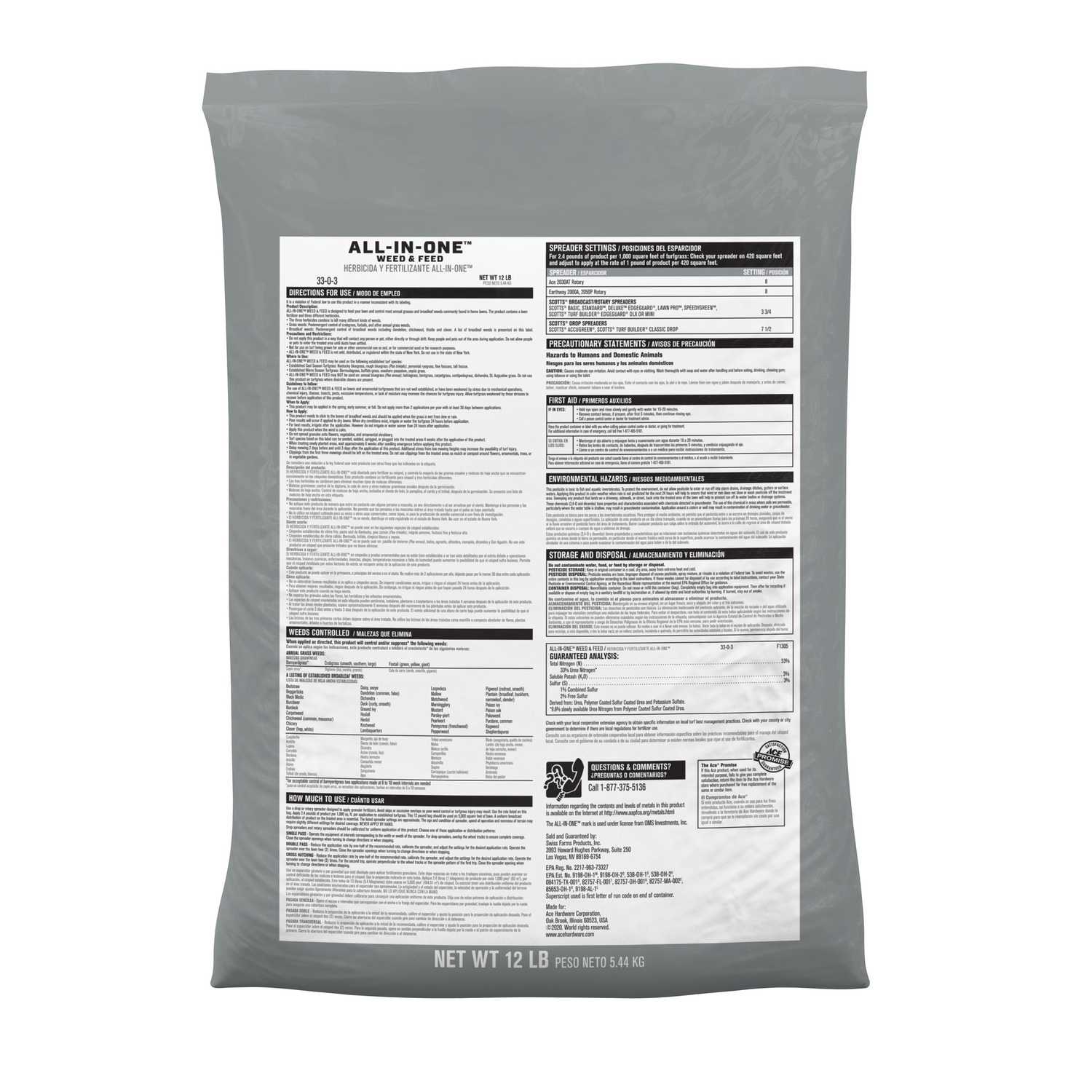 Ace 3303 Weed and Feed For Mixed 12 lb. Ace Hardware