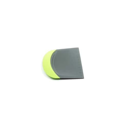 Fox Run 4 1/2 x 4 1/4 Gray Plastic Dough Cutter / Bench Scraper with  Green Silicone Handle