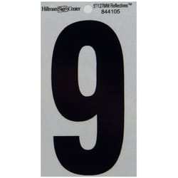 HILLMAN 5 in. Reflective Black Vinyl Self-Adhesive Number 9 1 pc