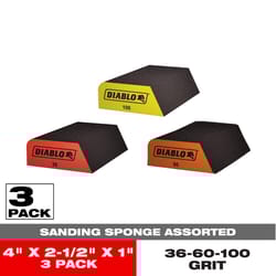 Diablo 4 in. L X 2-1/2 in. W X 1 in. Assorted Grit Assorted Dual Edge Sanding Sponge