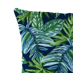 Jordan Manufacturing Blue/Green Floral Polyester Throw Pillow 4 in. H X 18 in. W X 18 in. L